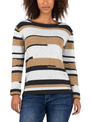 Timezone Sweter w kolorze karmelowo-jasnoszarym rozmiar: M