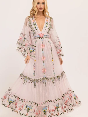 TIULOWA SUKIENKA W KWIATY ANGEL MAXI DRESS FILLYBOO