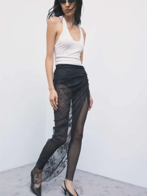 Tiulowe legginsy Patrizia Pepe czarny