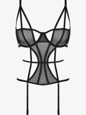 Tiulowy gorset z ozdobnymi paskami Aphrodisiac Poupee Marilyn