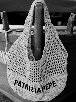 Tkana torba hobo z haftem PATRIZIA PEPE