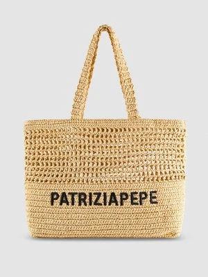 Tkana torba na zakupy z haftem PATRIZIA PEPE