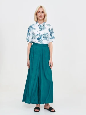 Tkaninowe zielone spodnie z szeroką nogawką Top Secret