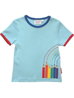 Toby Tiger Koszulka w kolorze błękitnym ze wzorem rozmiar: 98