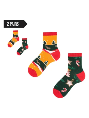 TODO SOCKS Skarpety (2 pary) w kolorze ciemnozielono-czerwono-pomarańczowym rozmiar: 31-34