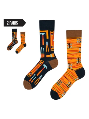 TODO SOCKS Skarpety (2 pary) w kolorze czarno-pomarańczowym rozmiar: 39-42