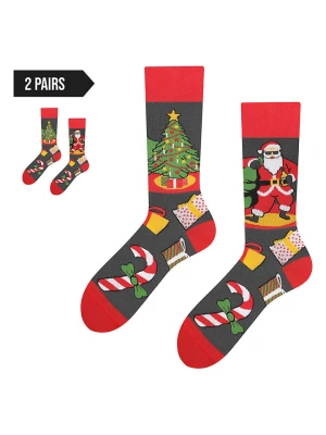 TODO SOCKS Skarpety (2 pary) w kolorze czerwono-zielonym rozmiar: 43-46