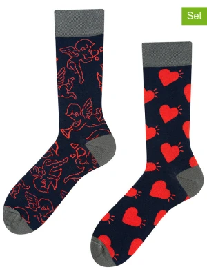 TODO SOCKS Skarpety (2 pary) w kolorze granatowo-czerwono-szarym rozmiar: 35-38