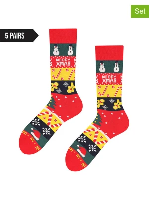 TODO SOCKS Skarpety (5 par) w kolorze czerwono-żółto-ciemnozielonym rozmiar: 39-42