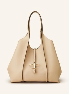 Tod's Torba Shopper T Timeless Medium Z Saszetką beige