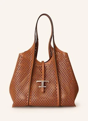 Tod's Torba Shopper T Timeless Medium Z Saszetką braun