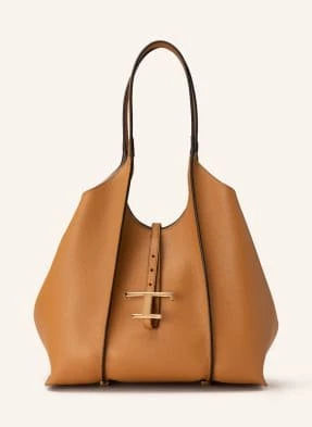 Tod's Torba Shopper T Timeless Small Z Saszetką braun