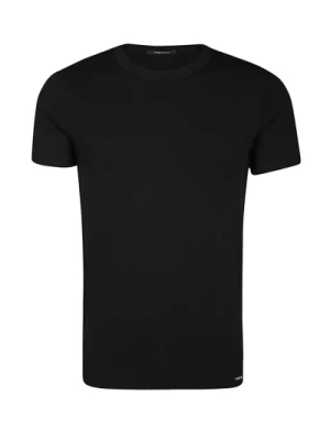 Tom Ford, Czarna koszulka z elastycznego bawełny Black, male,