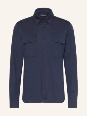Tom Ford Koszula O Kroju Regular Fit Z Dodatkiem Jedwabiu blau GRANATOWY