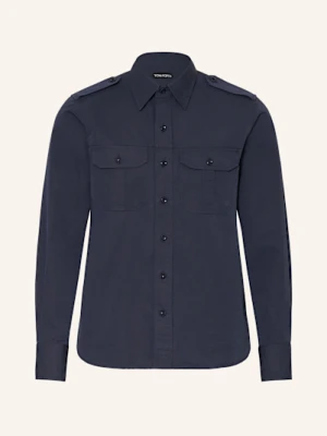 Tom Ford Koszula Regular Fit Z Dodatkiem Jedwabiu blau