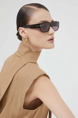 Tom Ford okulary przeciwsłoneczne damskie kolor brązowy