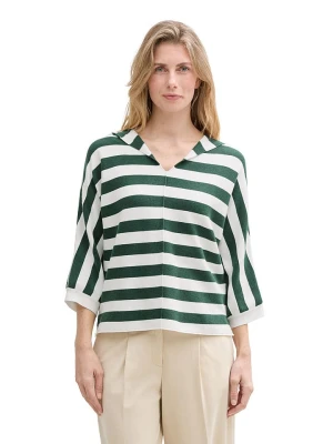 Tom Tailor Bluzka w kolorze ciemnozielono-kremowym rozmiar: XL