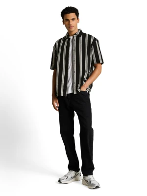 Tom Tailor Denim koszula z krótkim rękawem Mężczyźni Comfort Fit Bawełna (100%) czarny