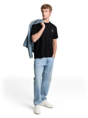 Tom Tailor Denim Koszulka męska Mężczyźni Bawełna czarny,