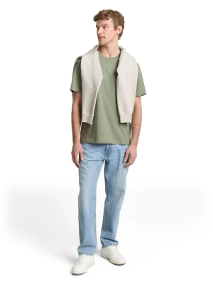 Tom Tailor Denim Koszulka męska Mężczyźni Bawełna zielony jednolity,