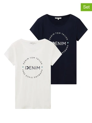 TOM TAILOR Denim Koszulki (2 szt.) w kolorze granatowym i białym rozmiar: M