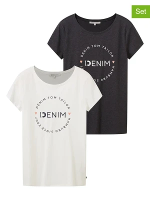 TOM TAILOR Denim Koszulki (2 szt.) w kolorze szarym i białym rozmiar: L