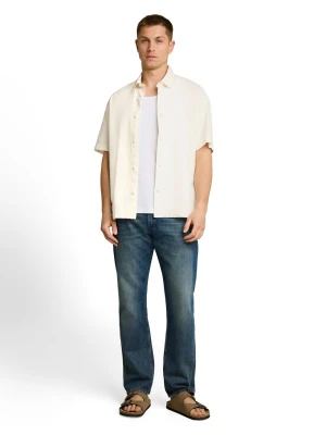 Tom Tailor Denim Męska koszula casual Mężczyźni Comfort Fit Bawełna (100%) beżowy,