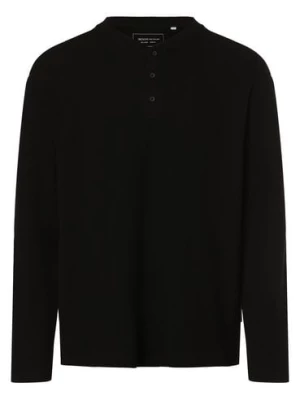 Tom Tailor Denim Męska koszula z długim rękawem Mężczyźni Bawełna czarny jednolity,