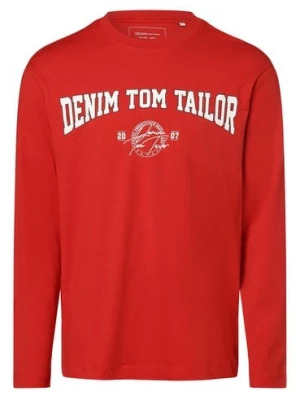 Tom Tailor Denim Męska koszula z długim rękawem Mężczyźni Bawełna czerwony nadruk,