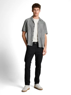 Tom Tailor Denim Męska koszula z krótkim rękawem z lnu Mężczyźni Comfort Fit Bawełna szary,