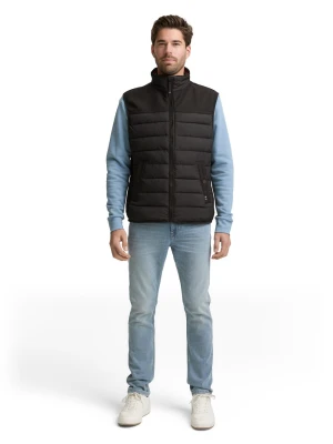 Tom Tailor Męska kamizelka puchowa Mężczyźni czarny jednolity,