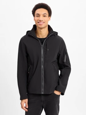 Tom Tailor Męska kurtka funkcjonalna Mężczyźni Sztuczne włókno czarny jednolity,