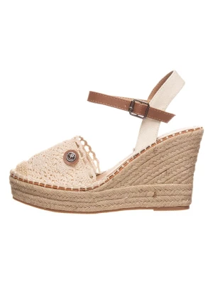 Tom Tailor Sandały w kolorze beżowym na koturnie rozmiar: 39