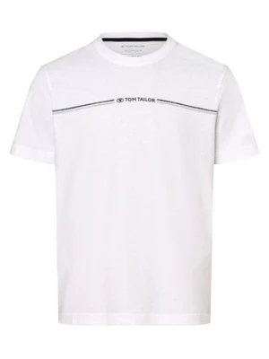 Tom Tailor T-shirt męski Mężczyźni Bawełna biały jednolity,