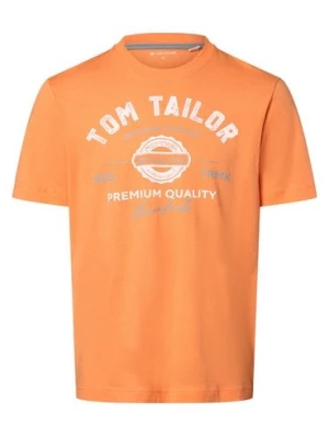Tom Tailor T-shirt męski Mężczyźni Bawełna pomarańczowy nadruk,