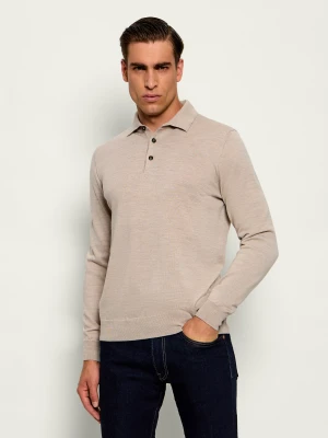 Tombolini Wełniane polo | Regular Fit beżowy