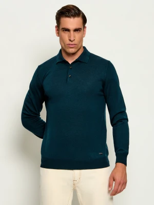Tombolini Wełniane polo | Regular Fit butelkowa zieleń