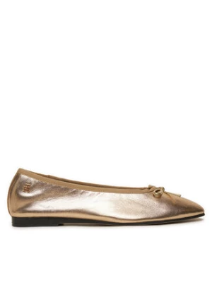 Tommy Hilfiger Baleriny Ballerina Soft Leather Metallic FW0FW08452 Złoty