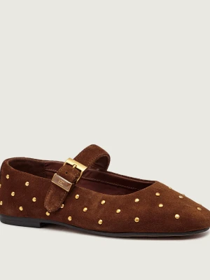 Tommy Hilfiger Baleriny Mary Jane | zamsz brązowy