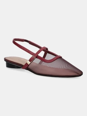 Tommy Hilfiger baleriny MESH ROUND HEEL BALLERINA kolor bordowy z odkrytą piętą FW0FW08962