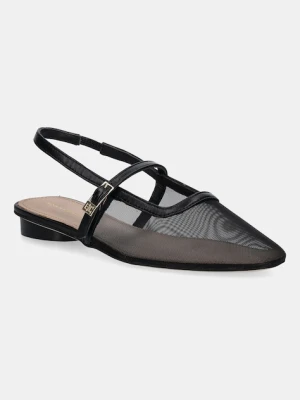 Tommy Hilfiger baleriny MESH ROUND HEEL BALLERINA kolor czarny z odkrytą piętą FW0FW08962