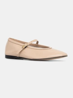 Tommy Hilfiger baleriny skórzane BALLERINA MARYJANE PATENT kolor beżowy FW0FW08577