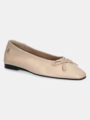 Tommy Hilfiger baleriny skórzane BALLERINA SOFT LEATHER kolor beżowy FW0FW08355