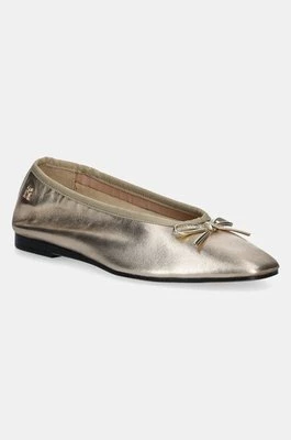 Tommy Hilfiger baleriny skórzane BALLERINA SOFT LEATHER METALLIC kolor złoty FW0FW08452