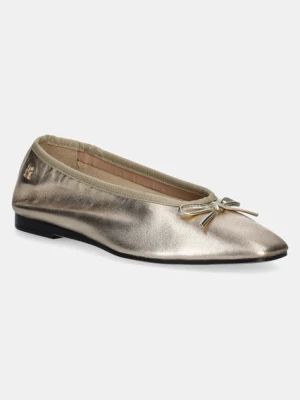 Tommy Hilfiger baleriny skórzane BALLERINA SOFT LEATHER METALLIC kolor złoty FW0FW08452