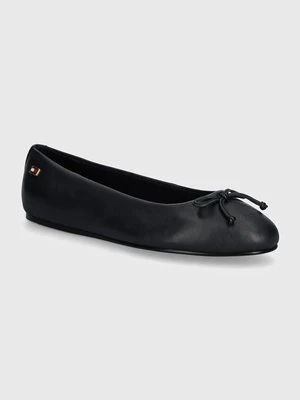 Tommy Hilfiger baleriny skórzane ESSENTIAL CHIC BALLERINA kolor granatowy FW0FW08059