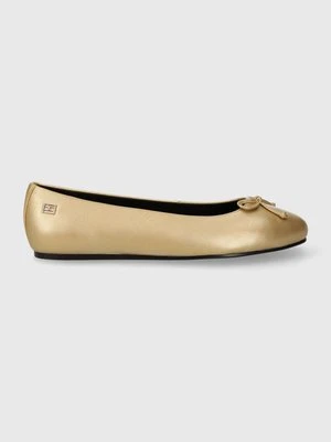 Tommy Hilfiger baleriny skórzane ESSENTIAL GOLDEN BALLERINA kolor złoty FW0FW07865