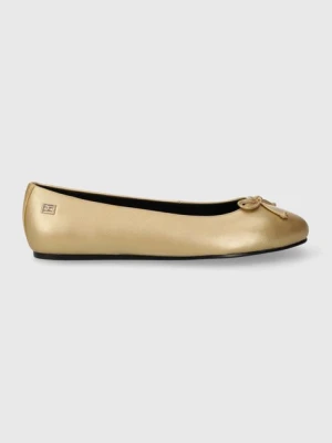 Tommy Hilfiger baleriny skórzane ESSENTIAL GOLDEN BALLERINA kolor złoty FW0FW07865