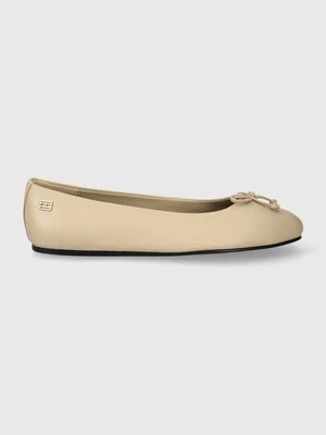 Tommy Hilfiger baleriny skórzane ESSENTIAL LEATHER BALLERINA kolor beżowy FW0FW07768