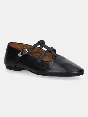 Tommy Hilfiger baleriny skórzane SMOOTH LEATHER T-BAR BALLERINA kolor czarny FW0FW09153